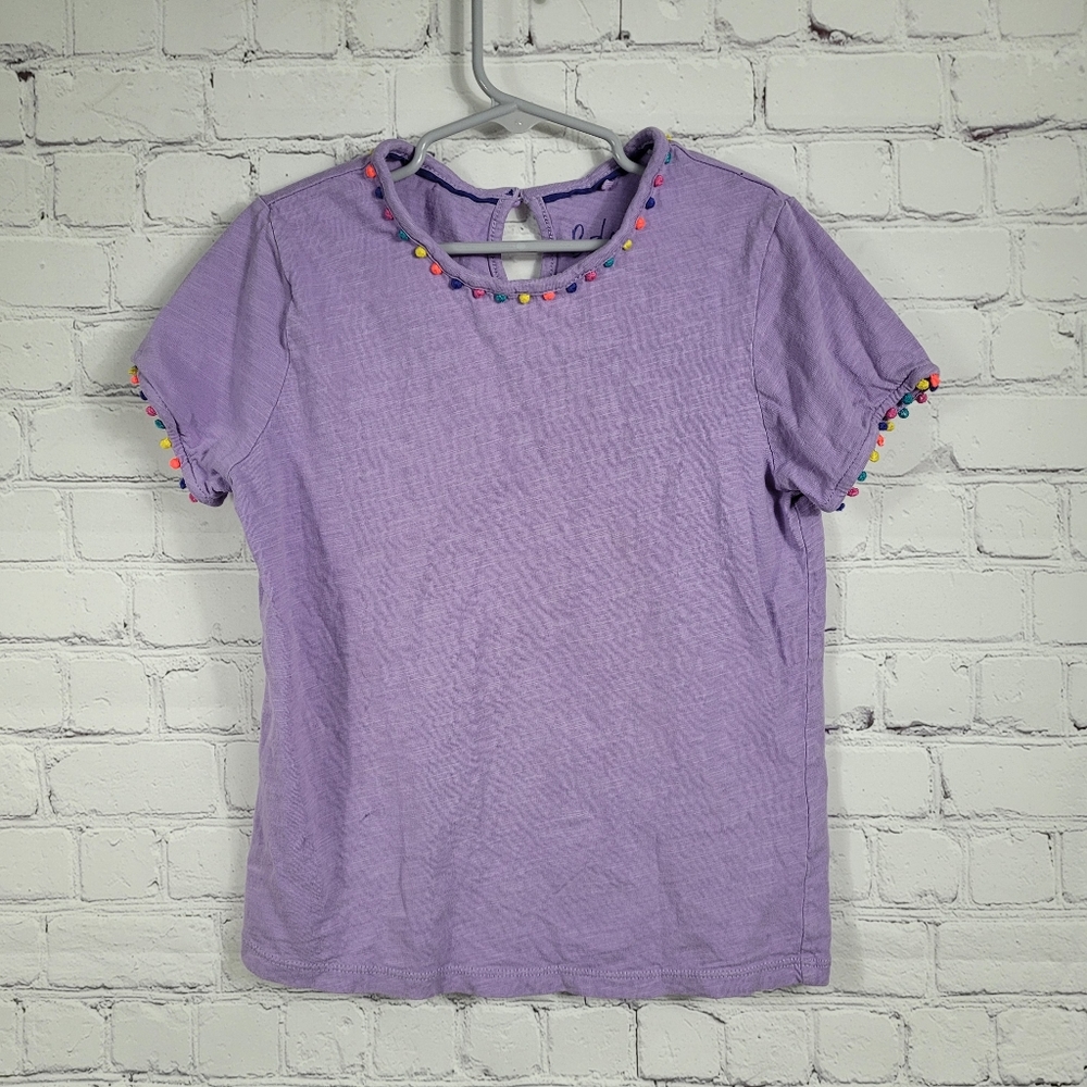 Boden Violet Purple Charlie Pom Jersey Youth T-Shirt